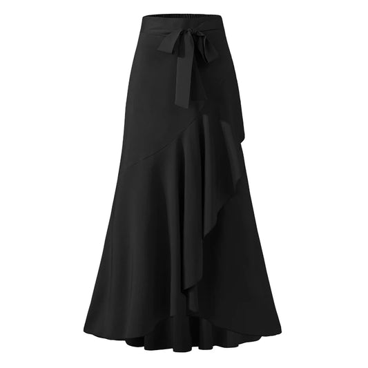 Celmia Fishtail Maxi Skirts High Waist Belted Sexy Casual Loose  Ruffles Skirts